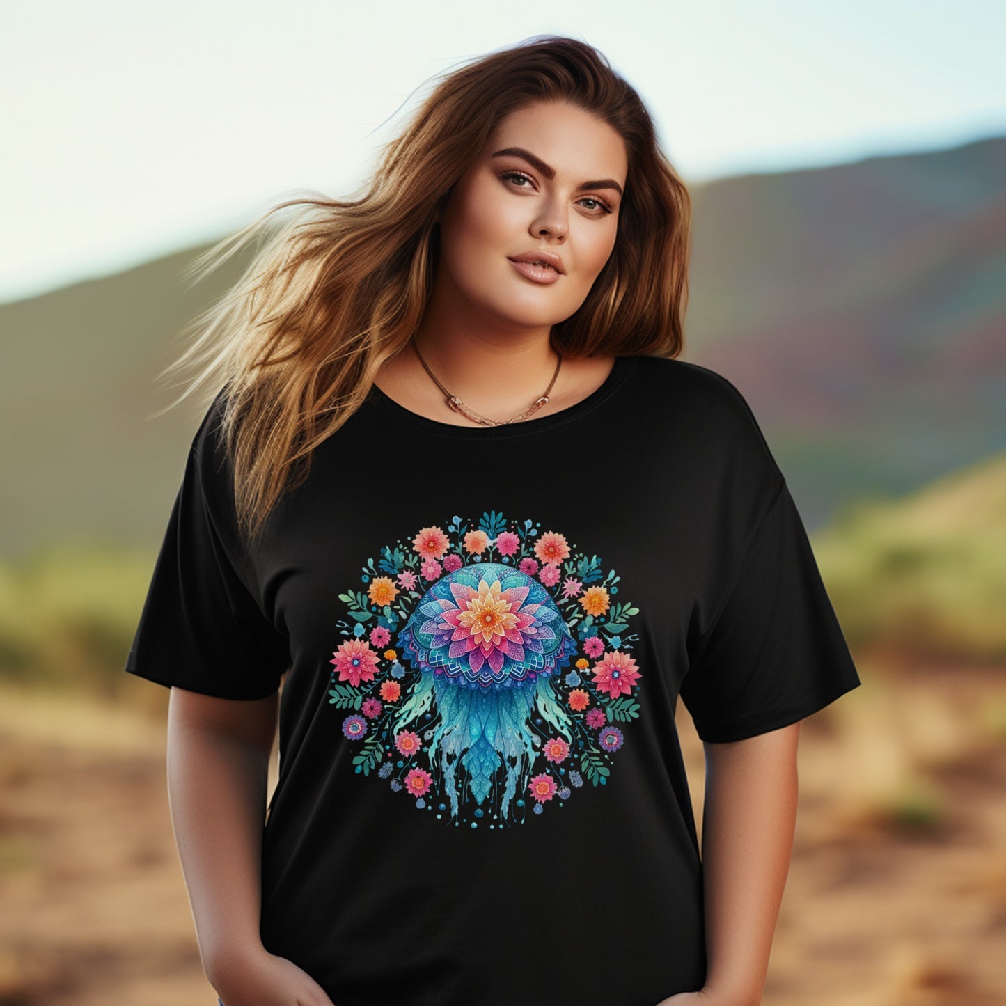 Vibrant Floral Bouquet Graphic T-Shirt, Colorful Fashion Tee, Women's Casual Summer Top, Plus Size Available