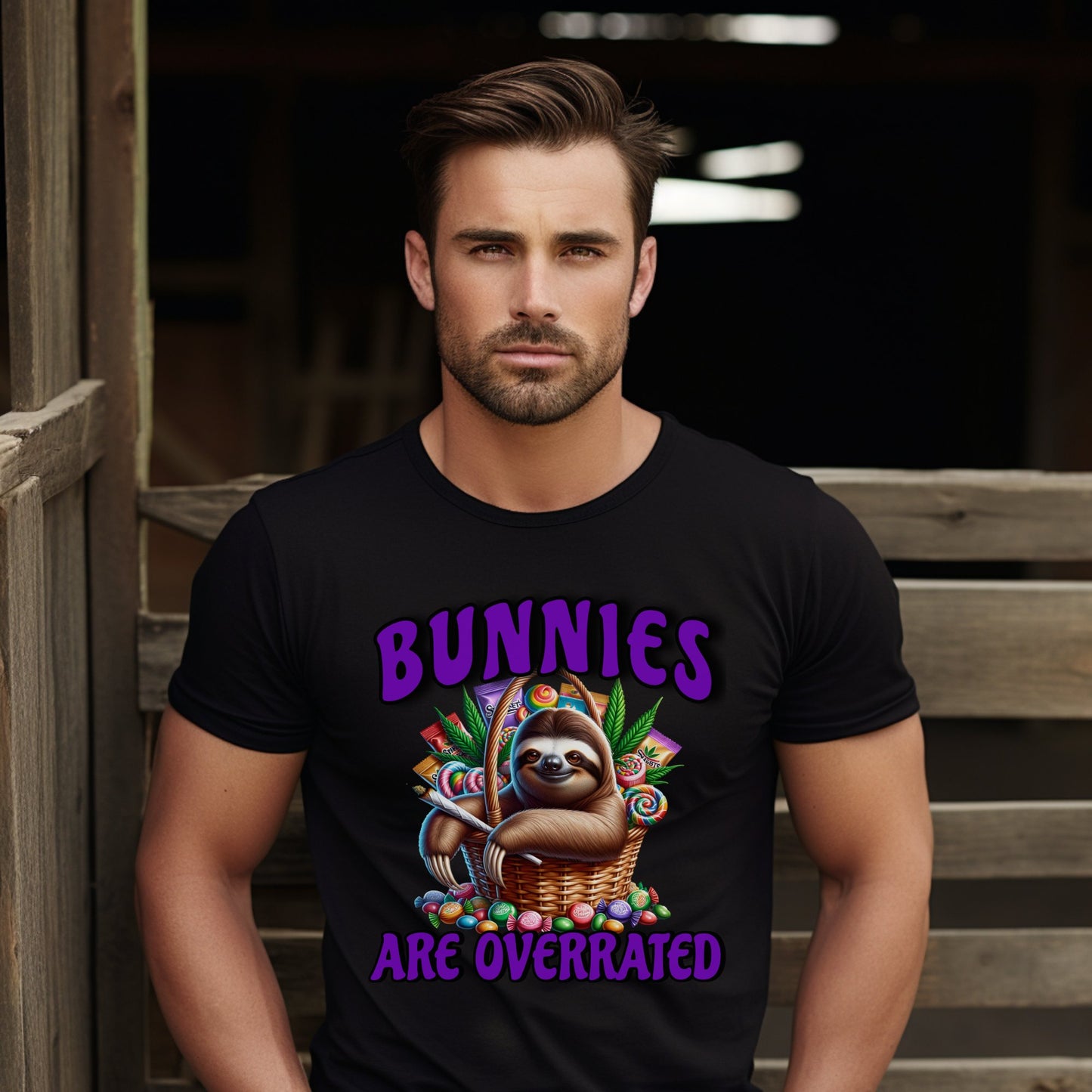 Bunnies Are Overrated Sloth Graphic T-Shirt product type