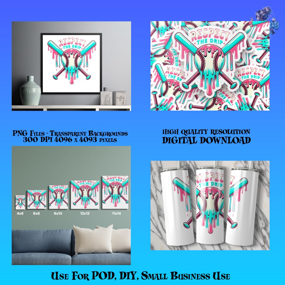 Vibrant Drip Art Digital Download, High Quality PNG Files for DIY Projects, Small Business Use