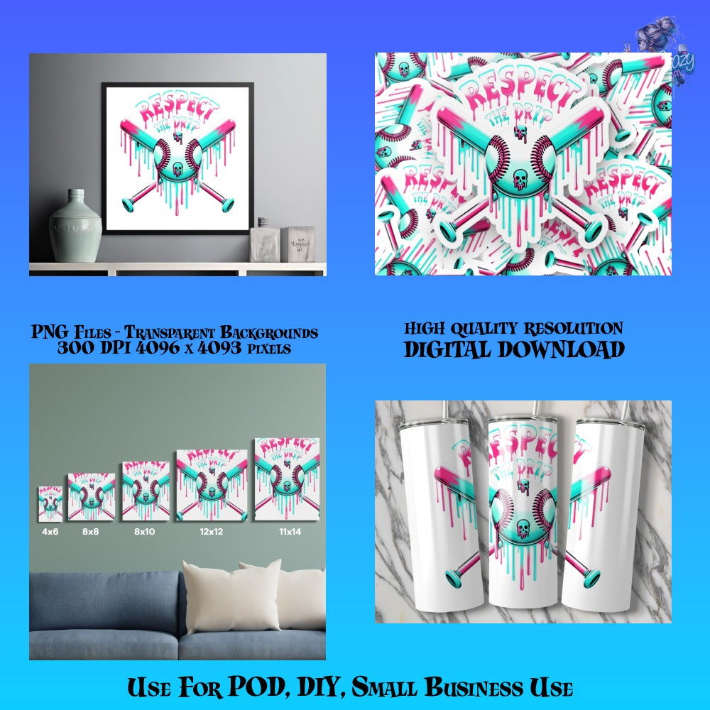 Respect Graffiti Wall Art, Pink Turquoise Digital Download, High-Resolution PNG, DIY Home Decor