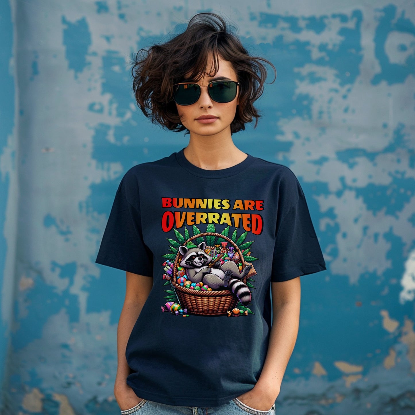 Bunnies Are Overrated Racoon Graphic Tee product