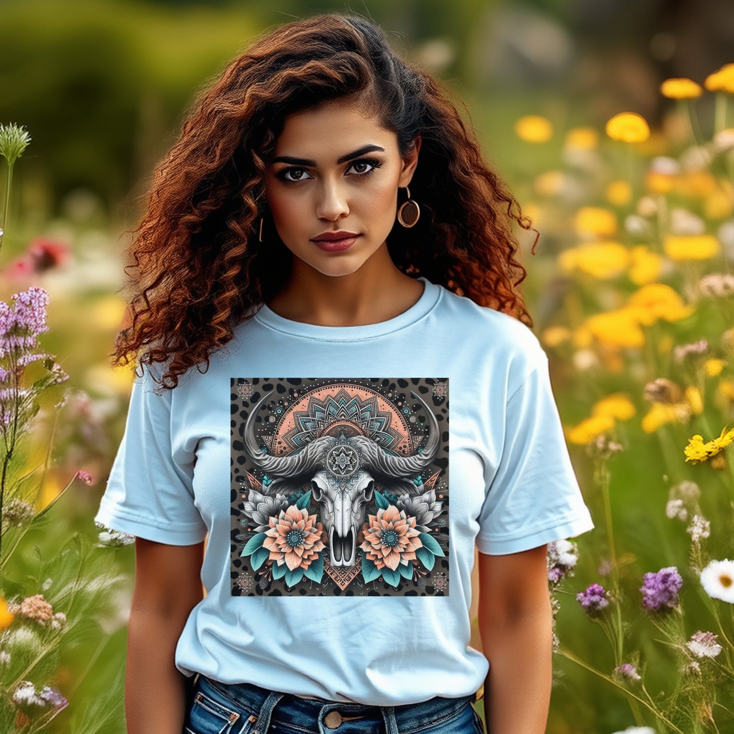 Women's Bohemian Elephant T-Shirt, Floral Mandala Graphic Tee, Casual Summer Top, Soft Cotton, Stylish Outdoor Wear