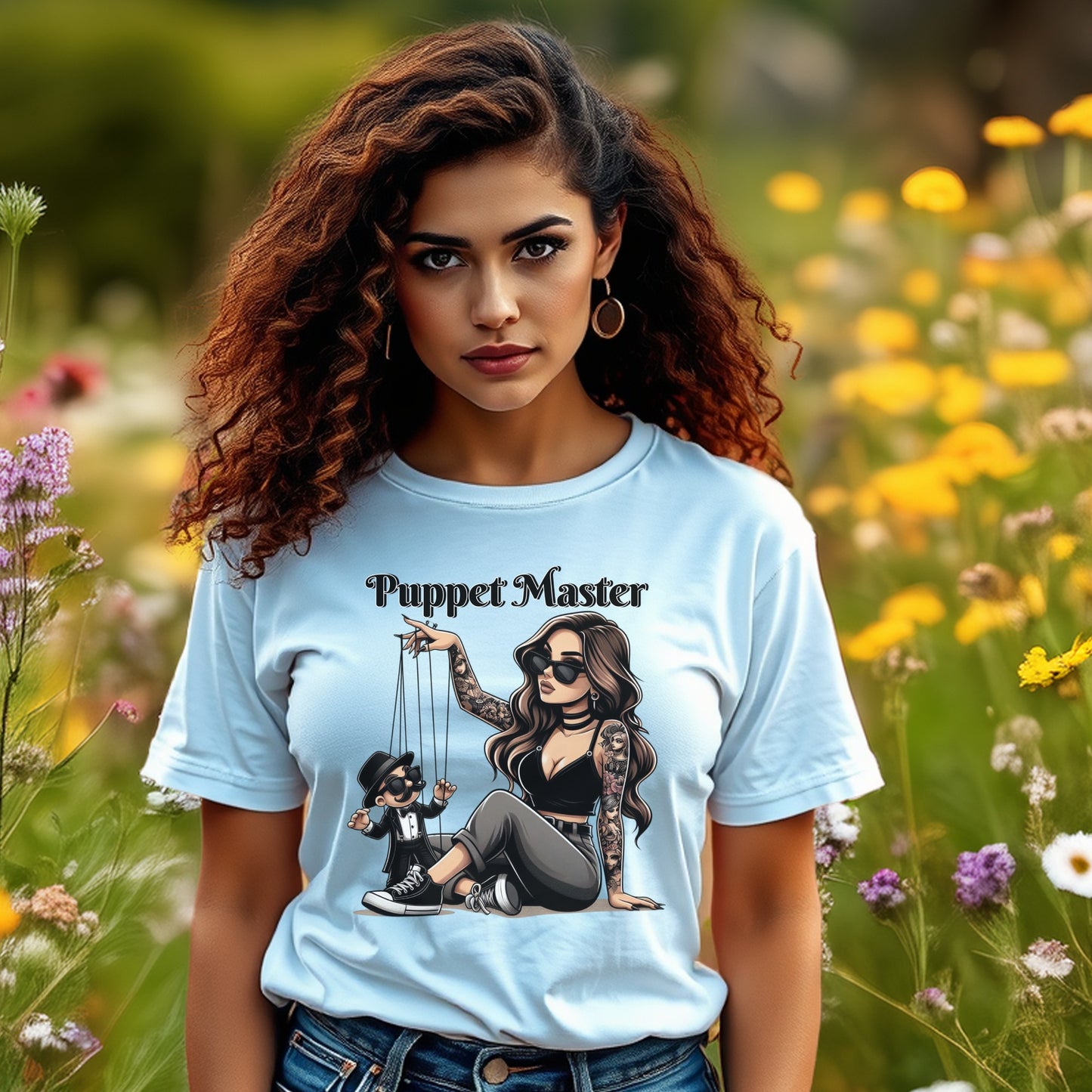 Puppet Master Graphic T-Shirt, Cool Woman Design, Casual Streetwear, Unique Art Tee, Cotton Fabric, Stylish Summer Top