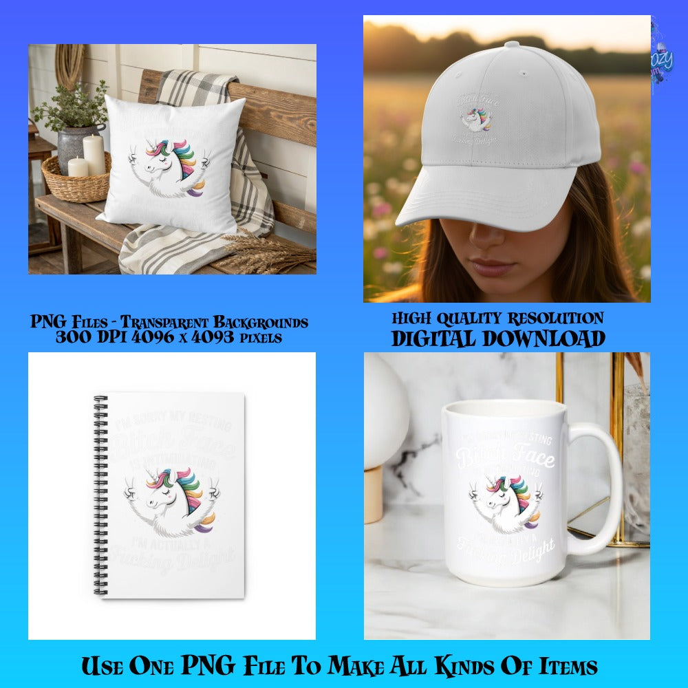 Unicorn Graphic PNG Digital Download for Creating Custom T-Shirts, Mugs, and Hats