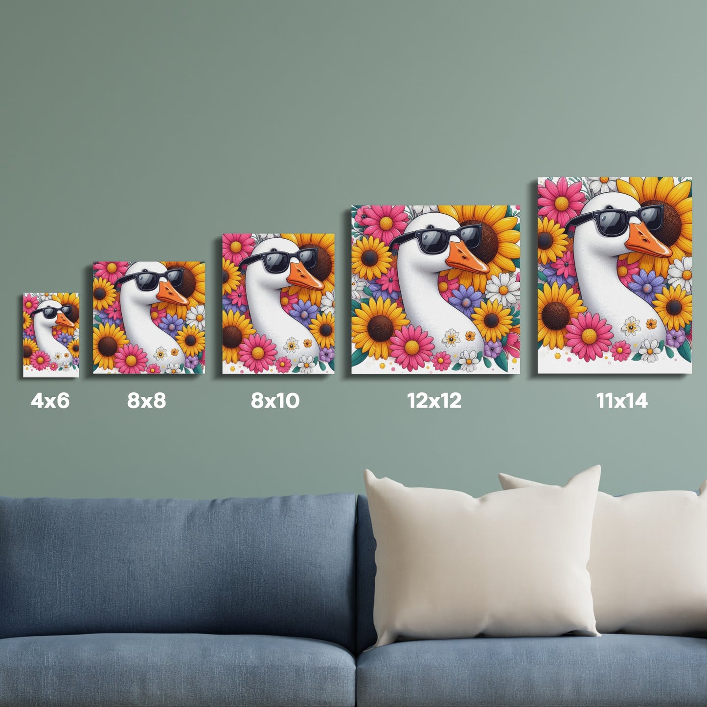 Colorful Puffin Art Prints, Floral Background, Wall Decor, Various Sizes 4x6 to 11x14, Nursery Room Decor, Bird Lover Gift