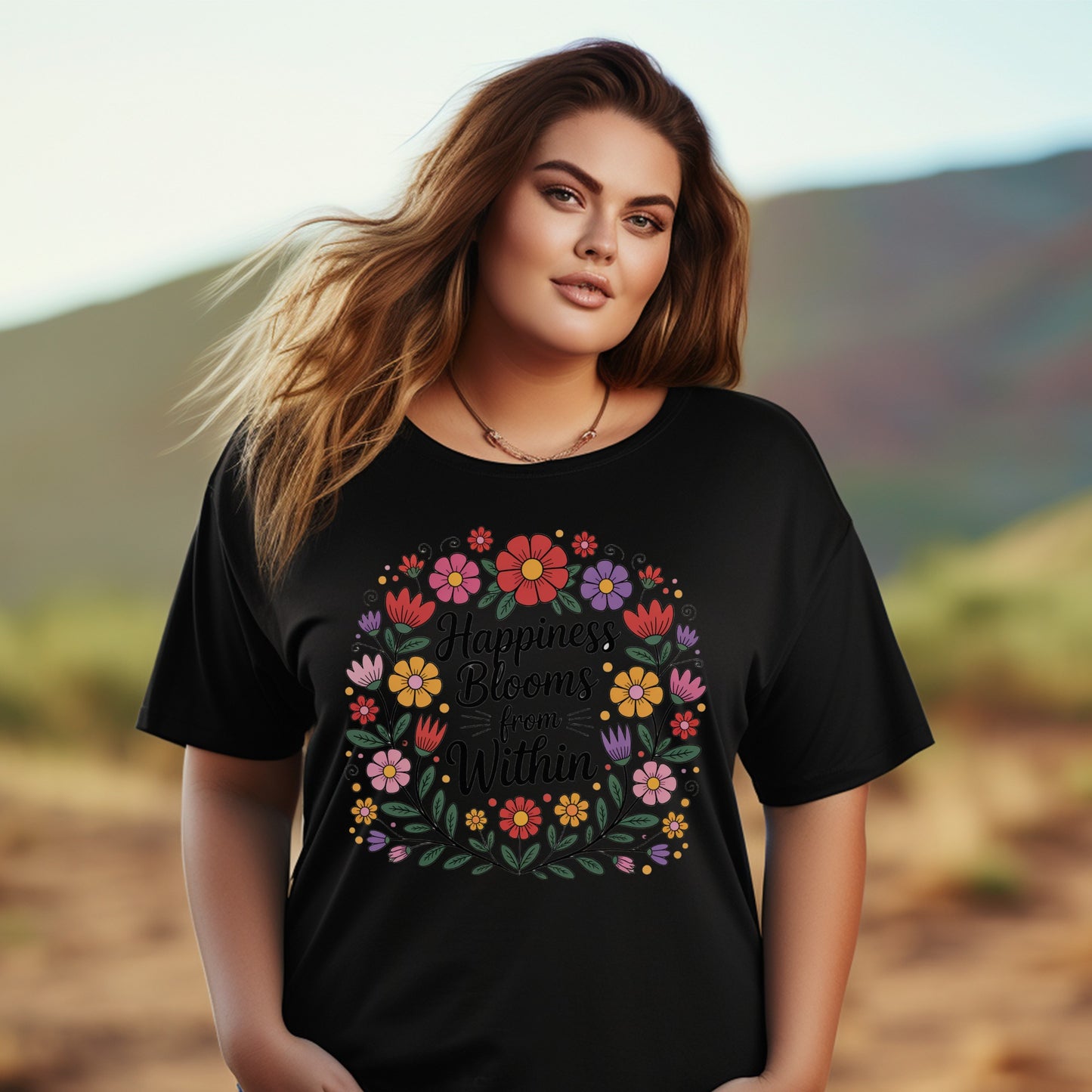 Plus Size Graphic Tee Floral Inspirational Quote T-Shirt Women's Casual Wear Comfort Fit