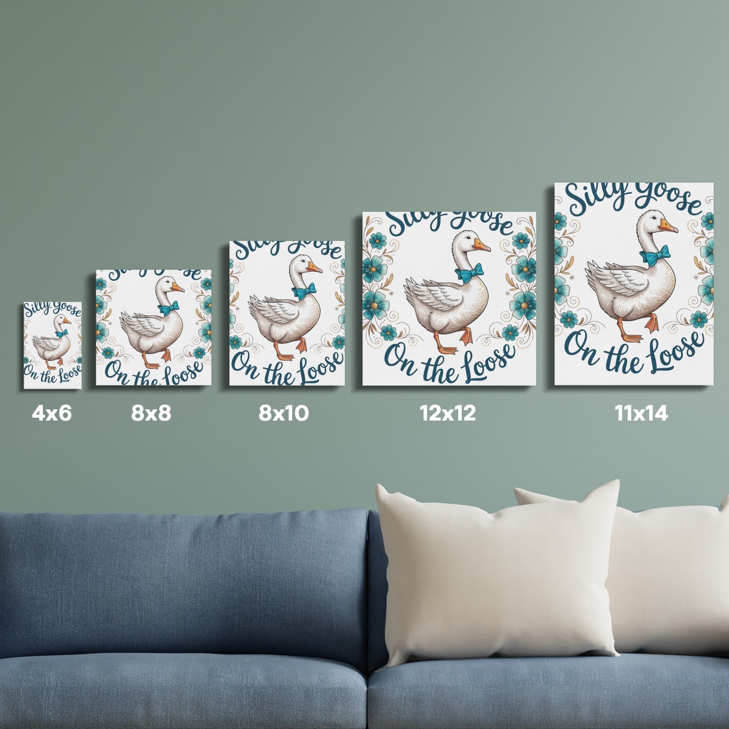 Silly Goose Wall Art Prints, Charming Kids Room Decor, Various Sizes Available, Nursery Artwork Set