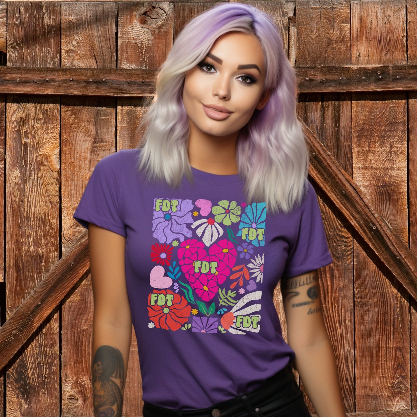 Vibrant Floral Design FDT Graphic Tee Shirt product type