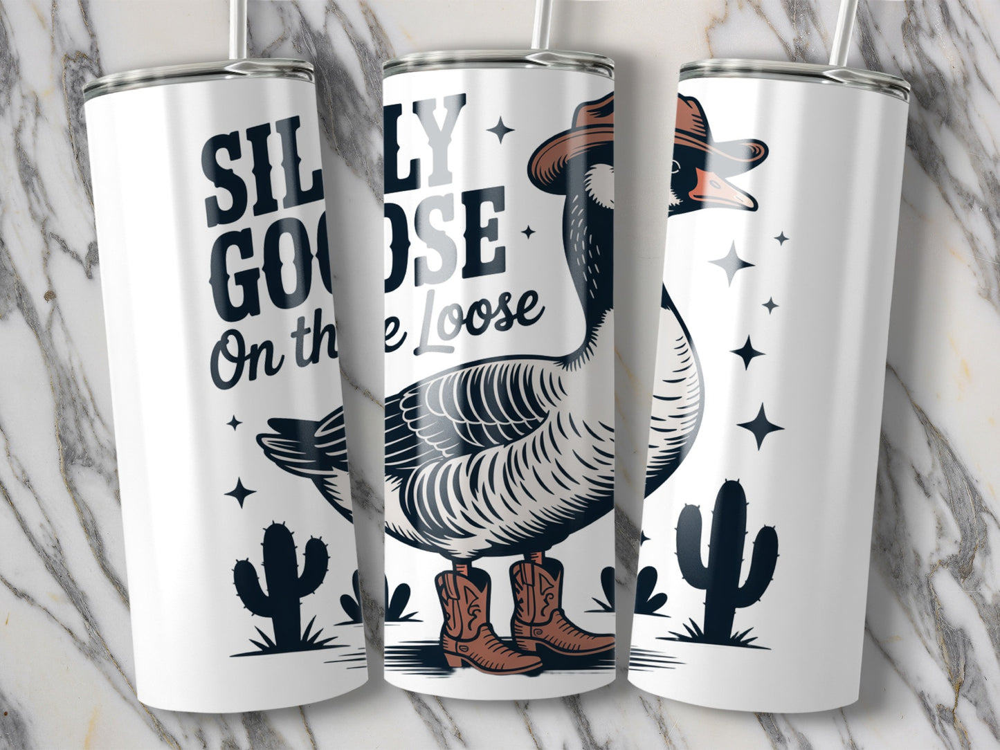 Silly Goose On The Loose Tumbler, Western Style Goose, Stainless Steel Insulated Cup, Animal Print Drinkware, Unique Gift Idea