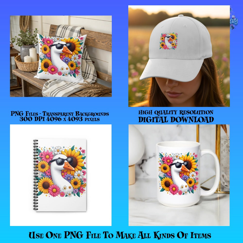 Floral Toucan Pillow, Hat, Notebook, Mug - Digital PNG Files, High-Resolution Transparent Backgrounds