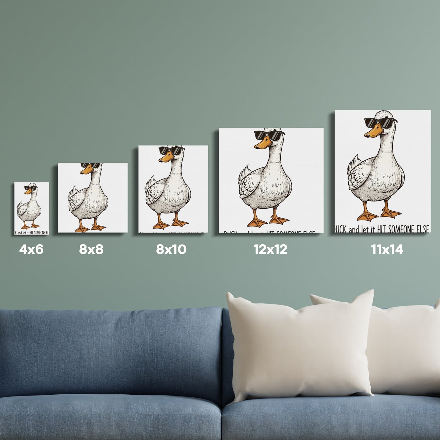 Duck Wall Art Print Set, Funny Duck Illustrations, Various Sizes Home Decor, Unique Bird Artwork for Living Room