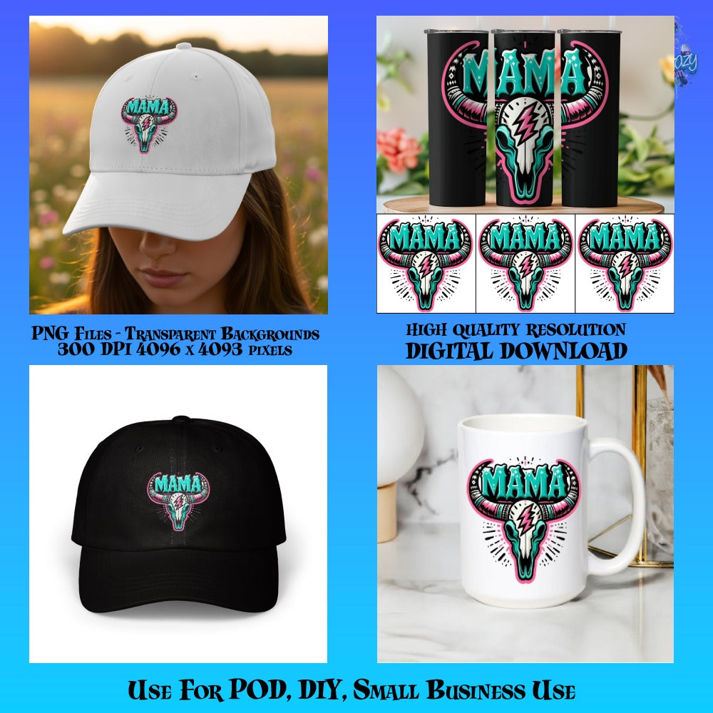 Mama Bear Baseball Cap Embroidery Design, Tribal Heart PNG Files, DIY High-Resolution Digital Download for Caps and Mugs
