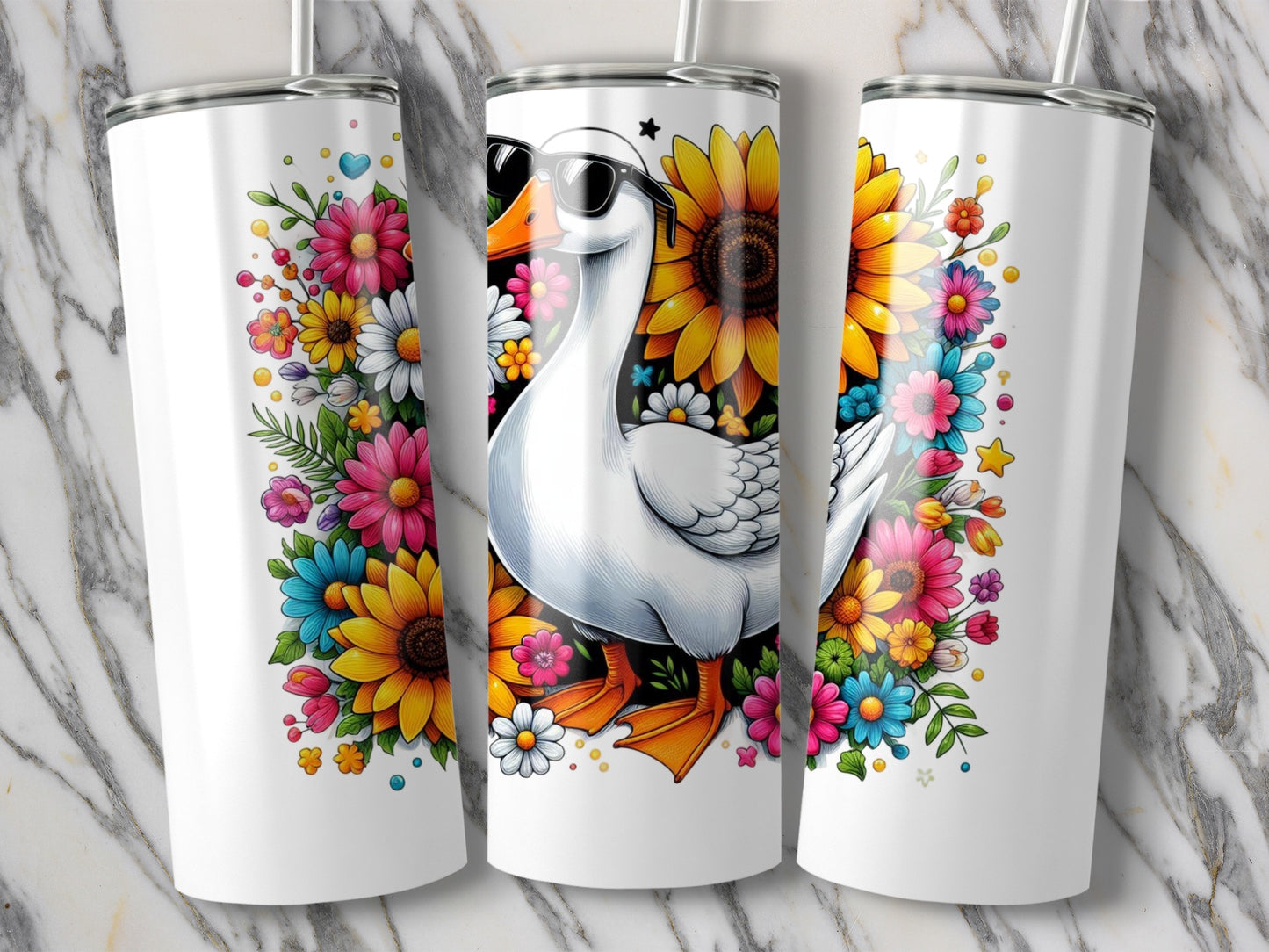 Colorful Floral and Bird Tumbler, Stainless Steel Insulated Cup, Unique Gift Idea for Nature Lovers
