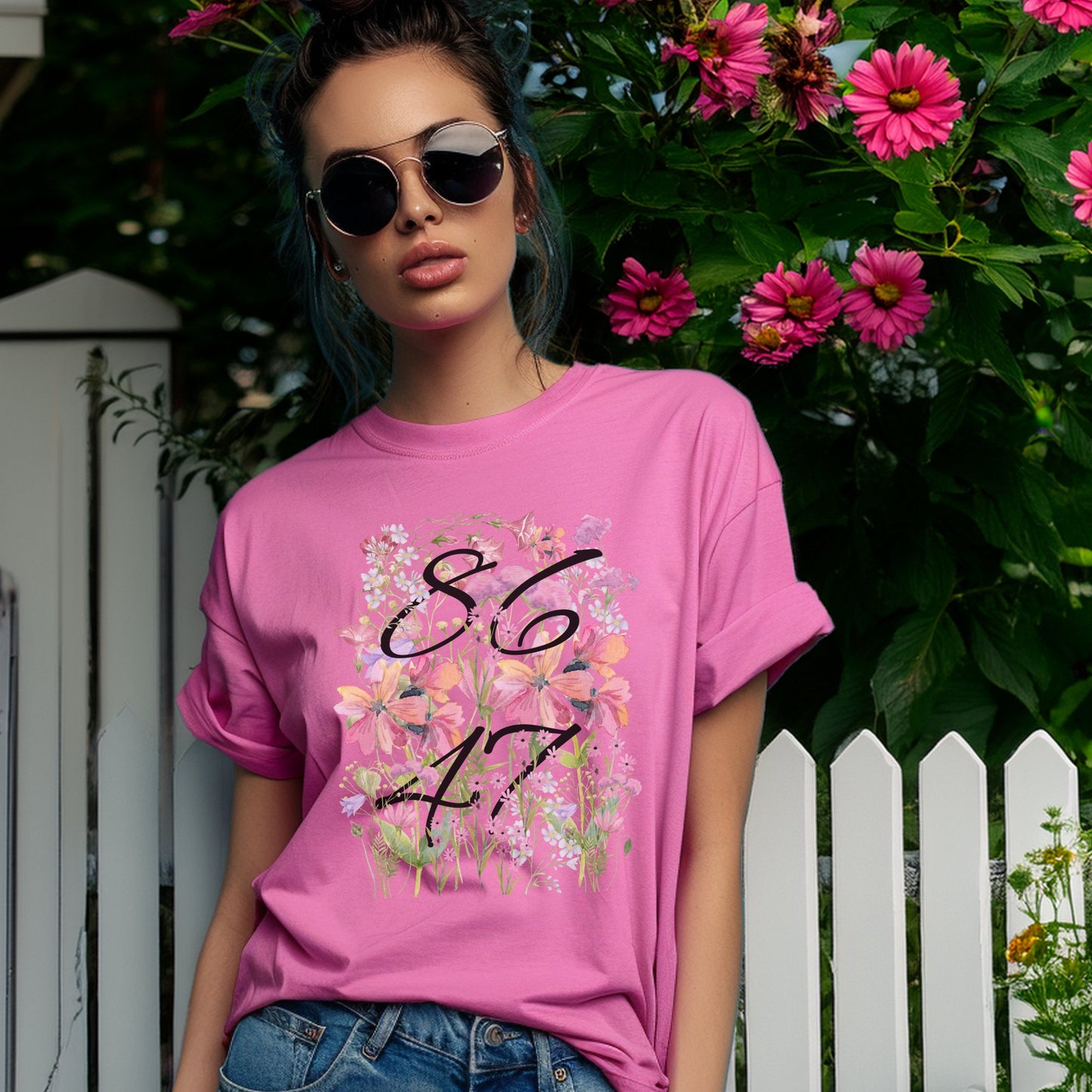 Floral Graphic Pink Women's Tee Shirt product