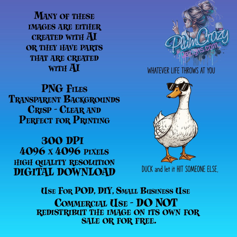 Duck and Hit Someone DIY Clipart, High Quality Digital Duck Illustration, Printable PNG Files, Commercial Use, Instant Download