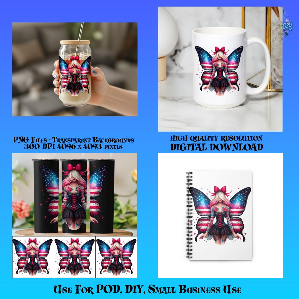 Butterfly Fairy Mug, Fantasy Art Coffee Cup, High Resolution, Unique Gift Idea, 300 DPI, Digital Download