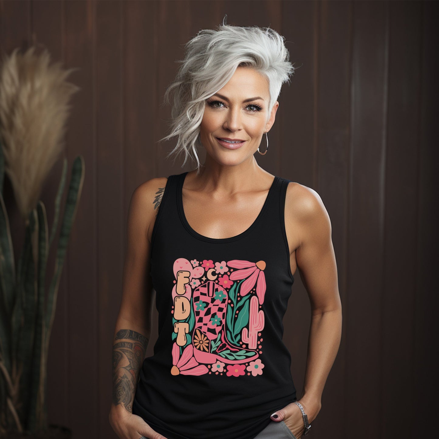 Bold Artistic Printed Sleeveless Top Fashionable product type