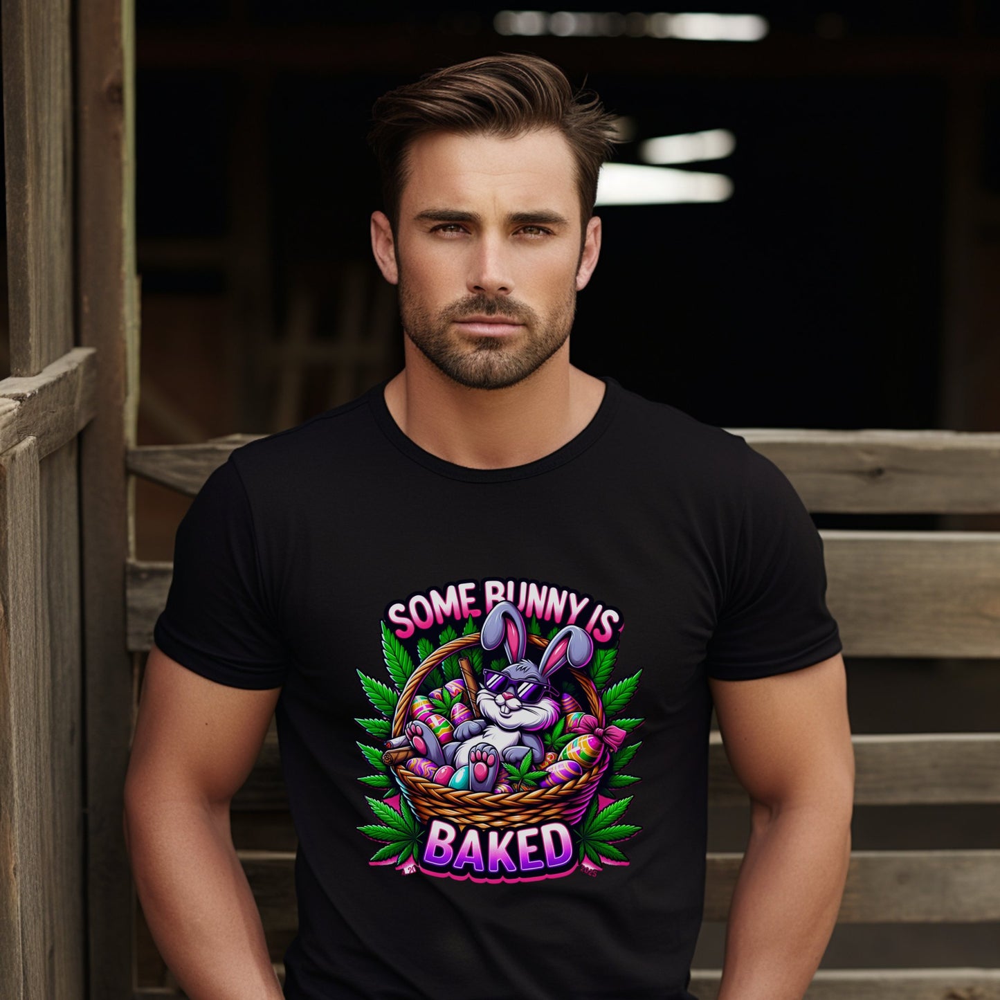 Colorful Some Bunny Is Baked Graphic T-Shirt product