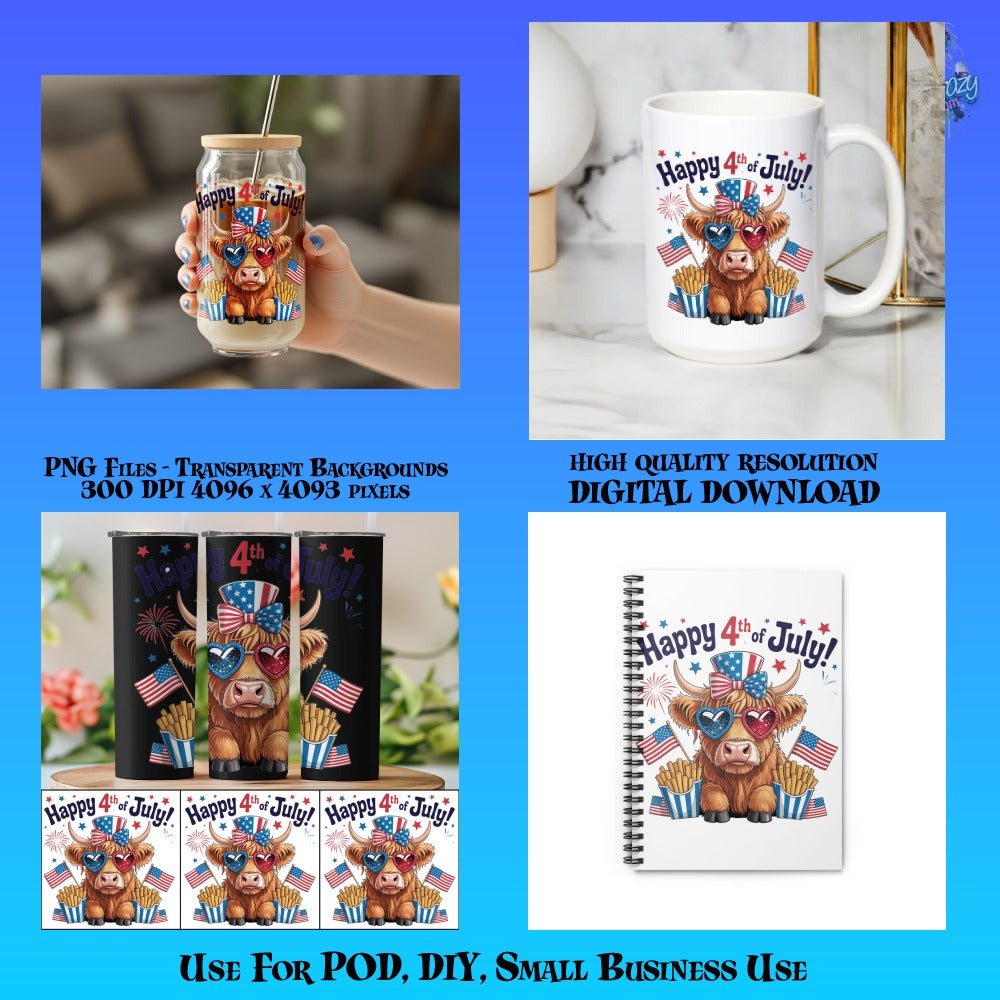 Patriotic Bulldog 4th of July Mug, Notebook, Digital PNG Files for DIY, Small Business Use