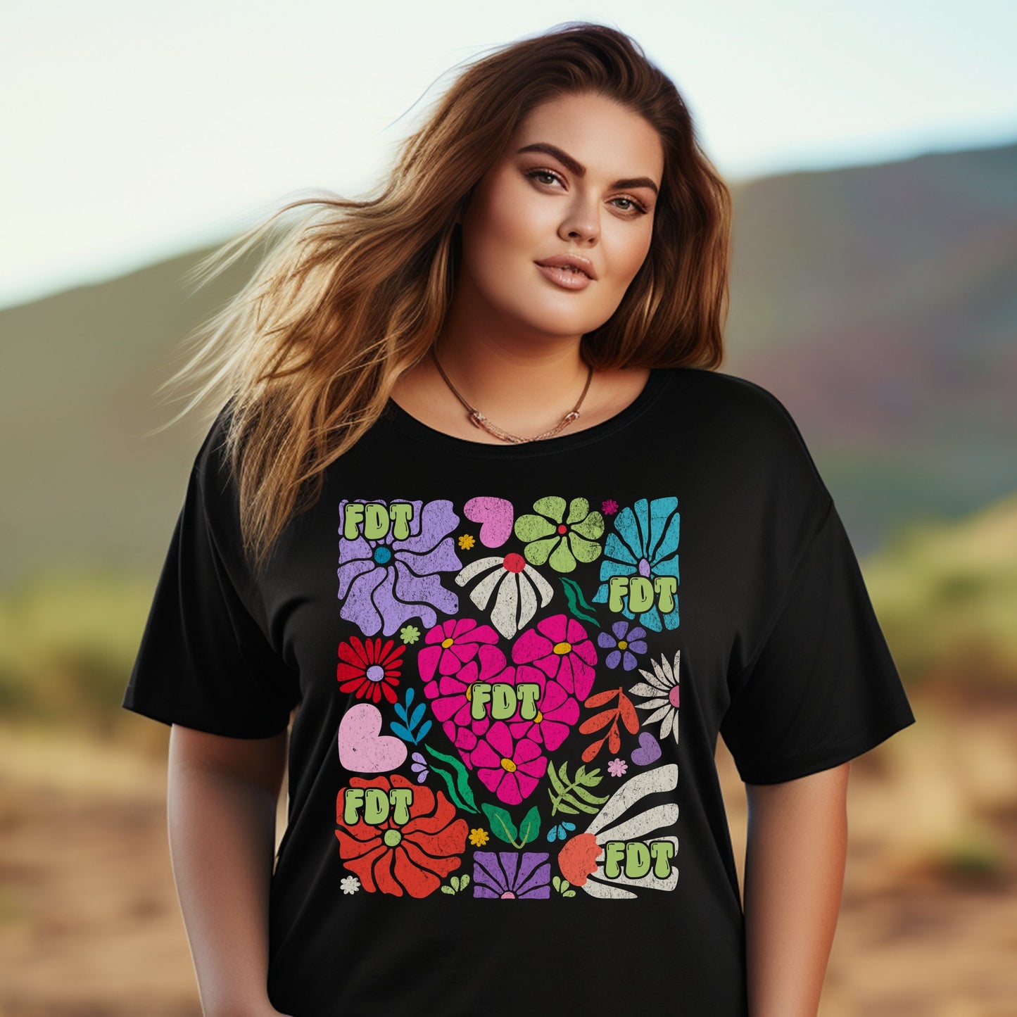 Vibrant FDT Floral Heart Design Graphic Tee product