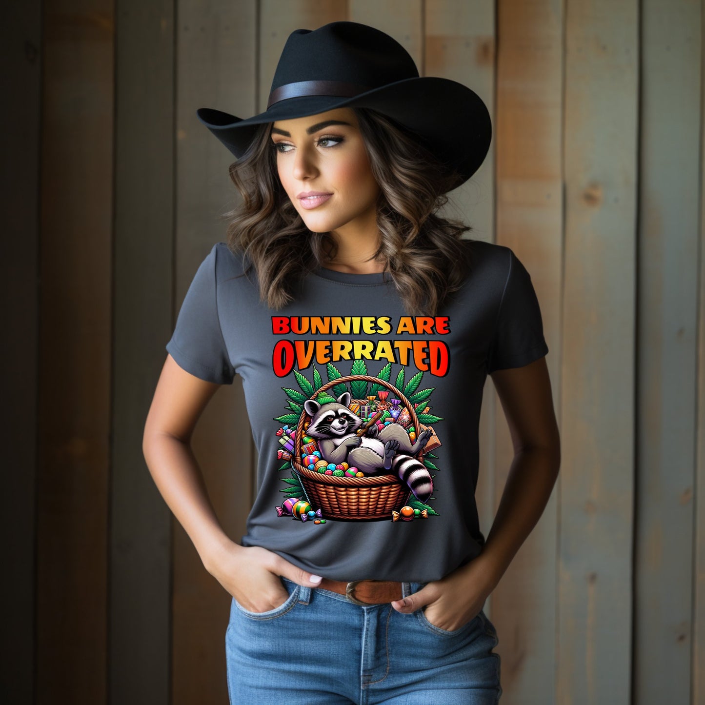 Bunnies Are Overrated Raccoon Basket T-shirt product