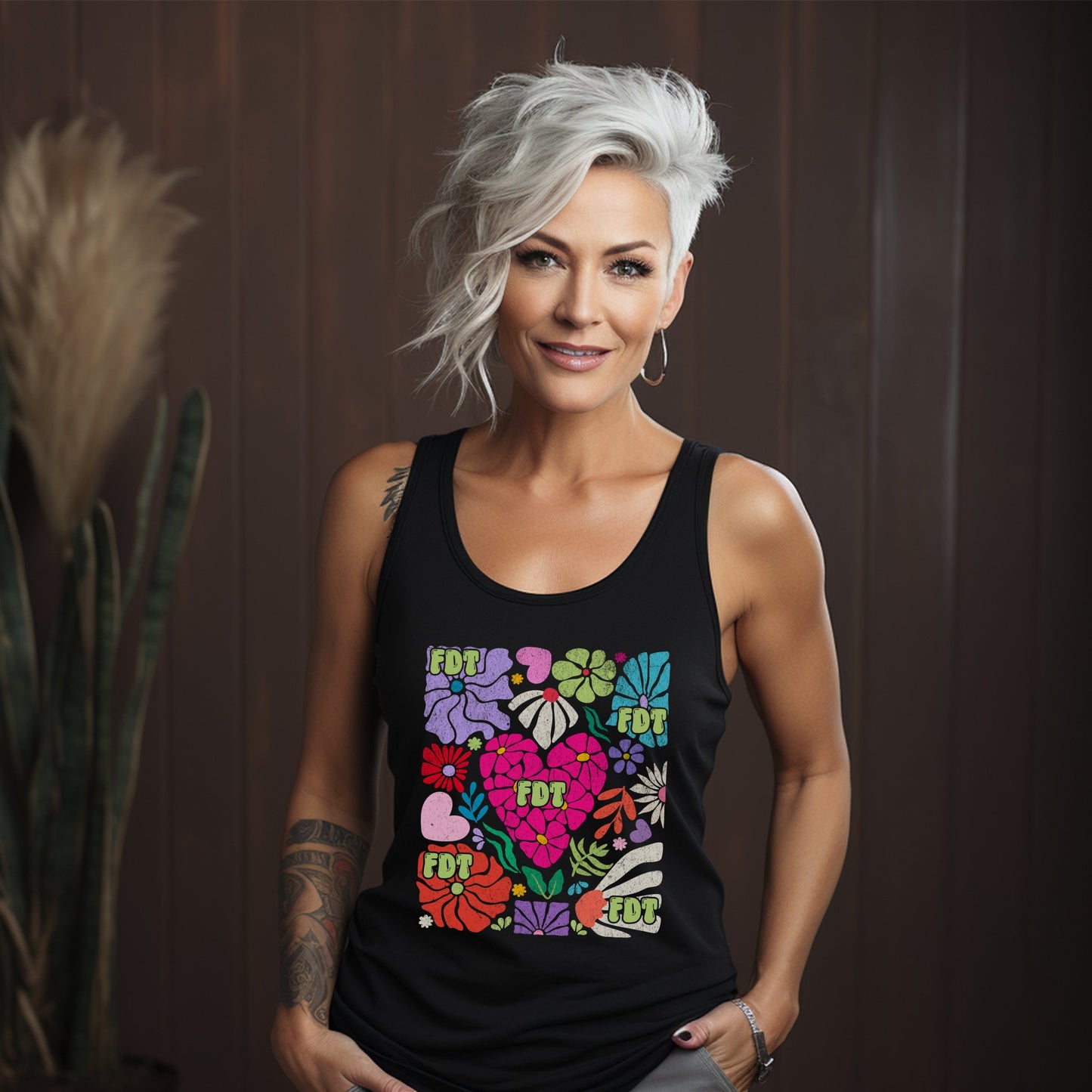 Unique Floral Design Tank Top Fashion Product