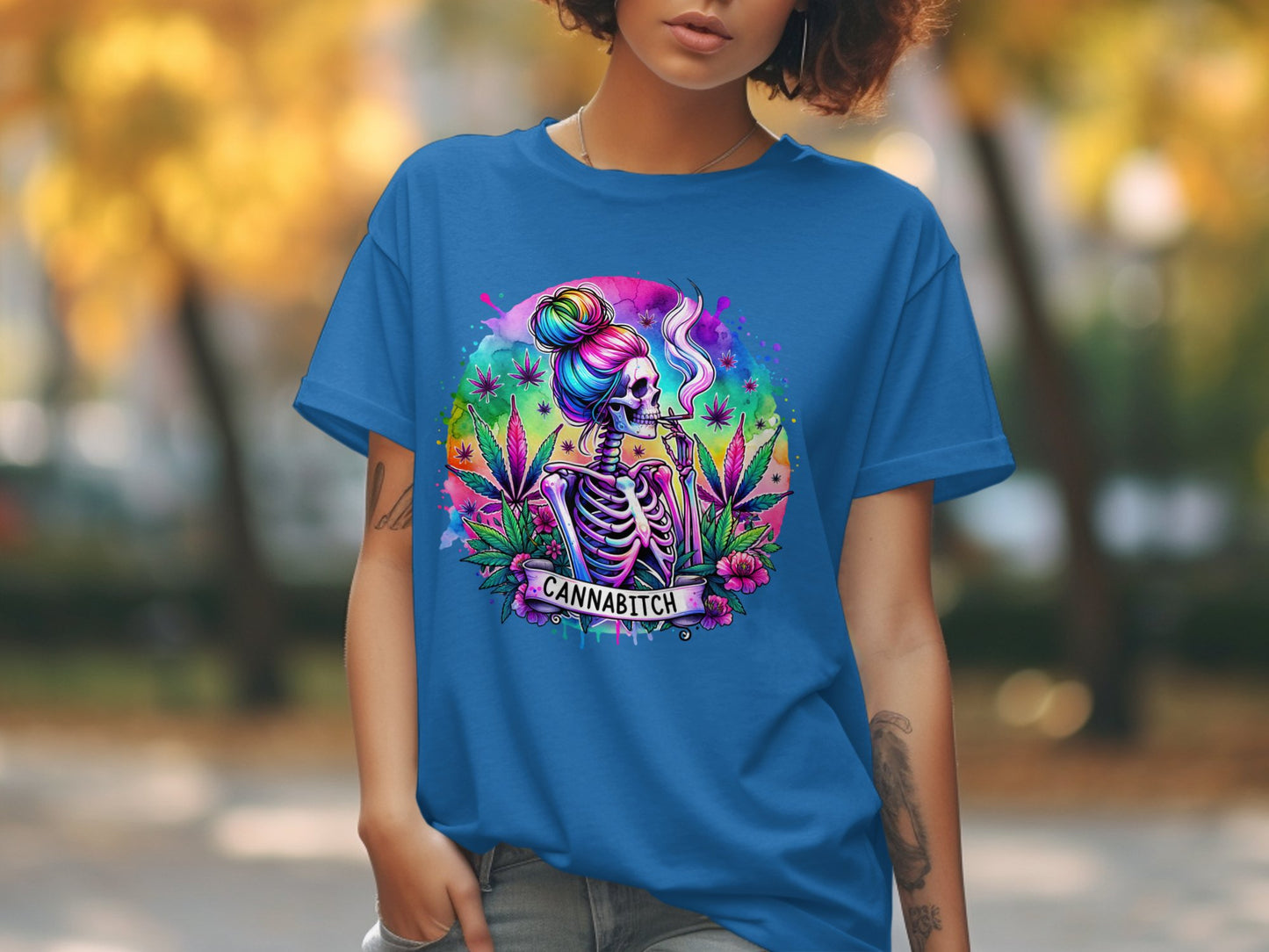 Colorful Cannabis Skeleton Graphic Tee product type