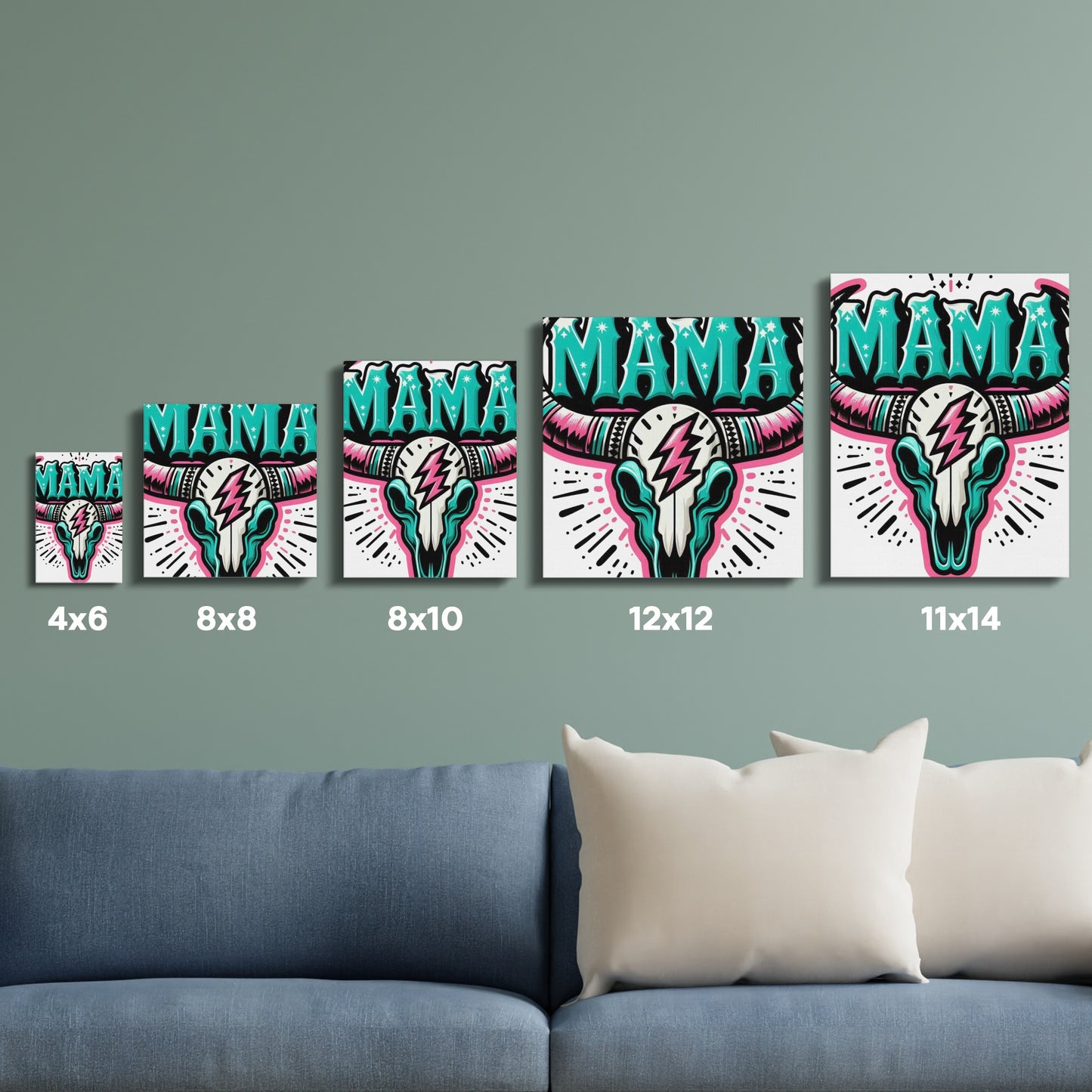 Mama Cactus Print Wall Art, Vibrant Pink Green Home Decor, Multiple Sizes Available, Modern Desert Theme, Perfect Mother's Day Gift.