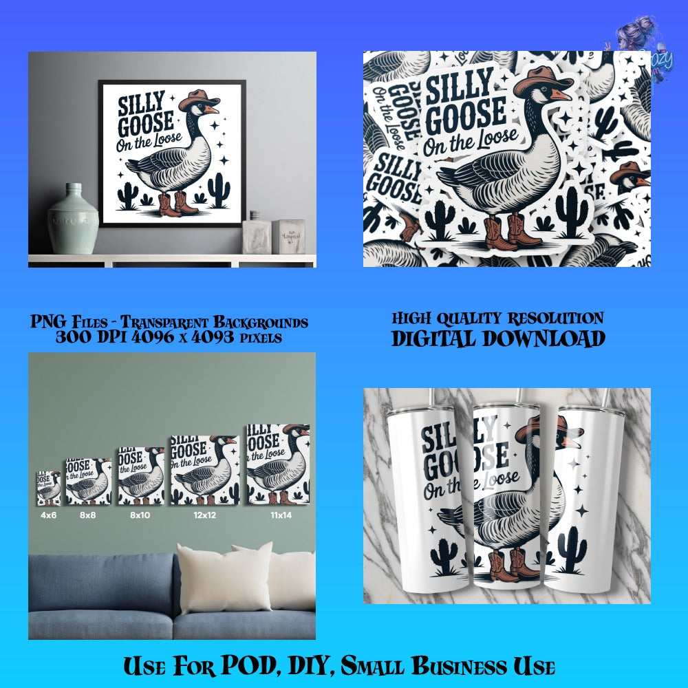 Silly Goose on the Loose Canvas Print, Modern Farmhouse Wall Art, High-Quality Home Decor