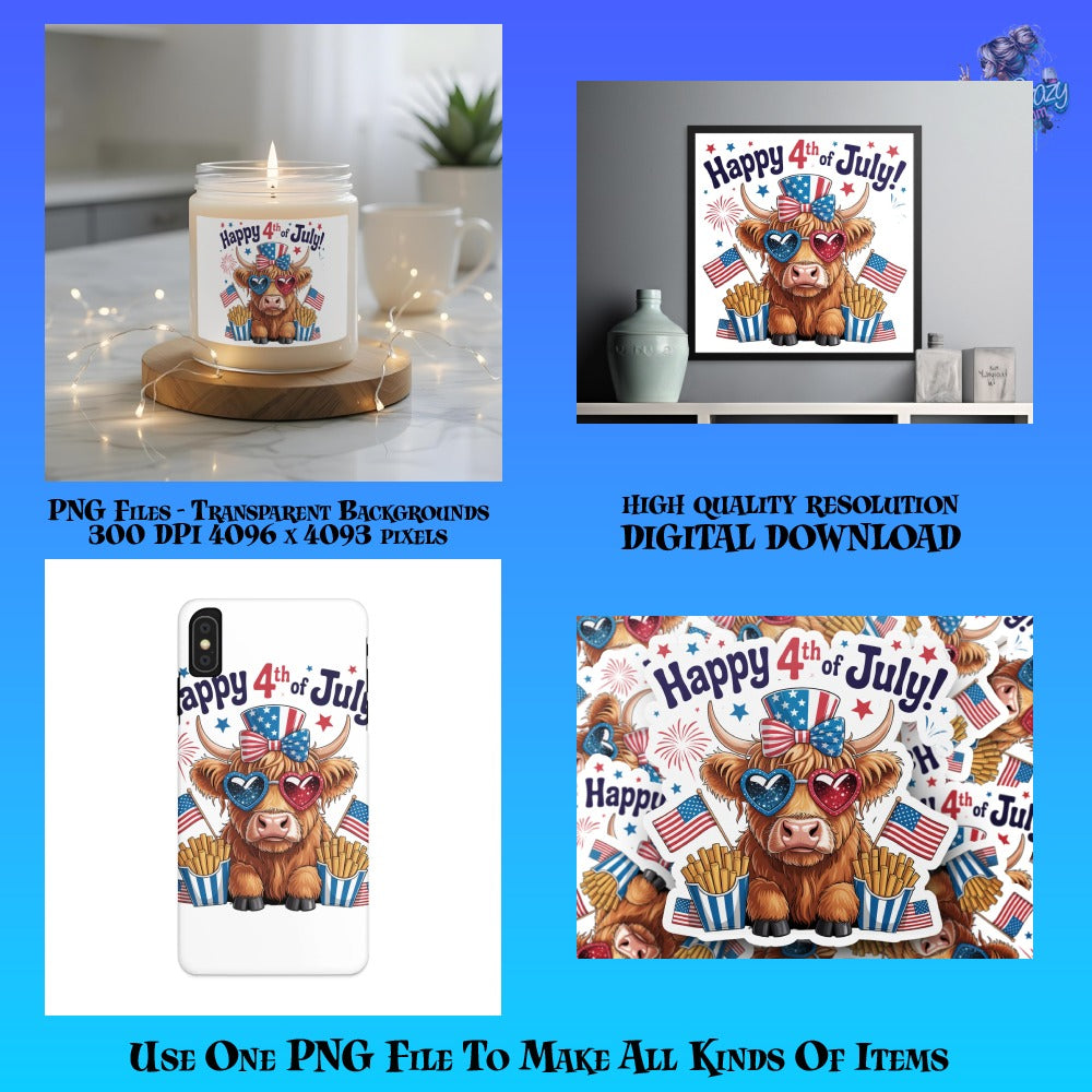 Happy 4th of July Digital Download, Patriotic Teddy Bear Illustration, PNG Files for Crafting, High Resolution 300 DPI, Festive Decor
