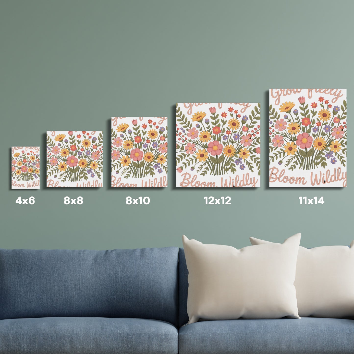 Bloom Wildly Floral Wall Art Prints Set, Colorful Boho Decor, Various Sizes Available