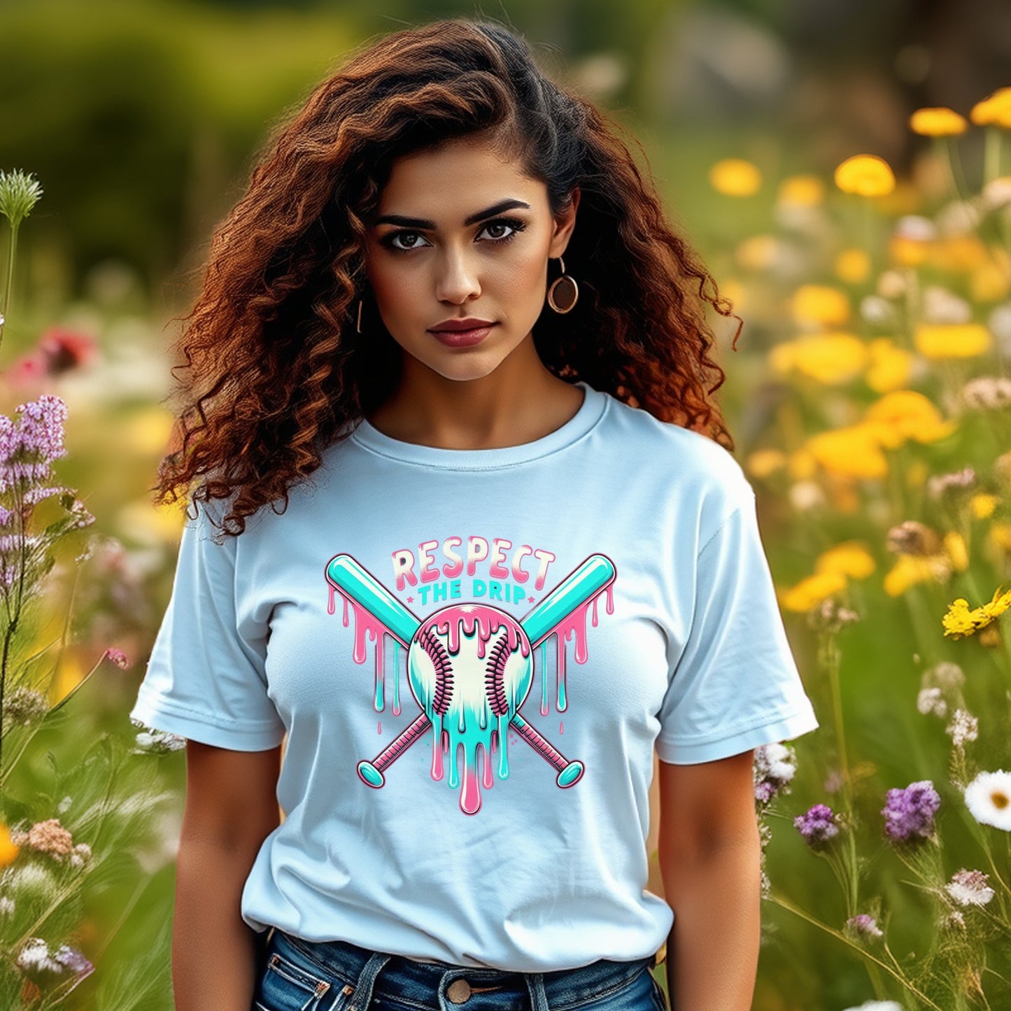 Respect the Drip Graphic Tee, Stylish Melting Ice Cream Design, Casual Summer Shirt for Women, Colorful Trendy Top