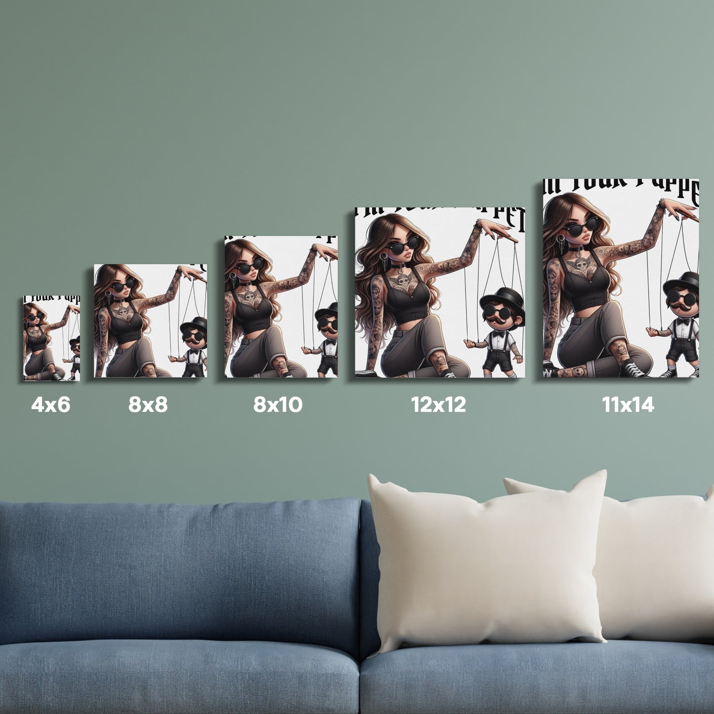 Fashionable Woman and Pug Wall Art, Stylish Bedroom Decor, Modern Living Room Prints, Variety of Sizes Available.