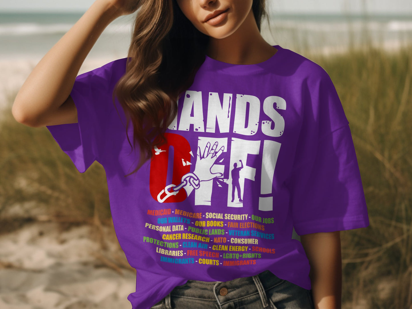 Hands Off Graphic Statement Purple Shirt product type