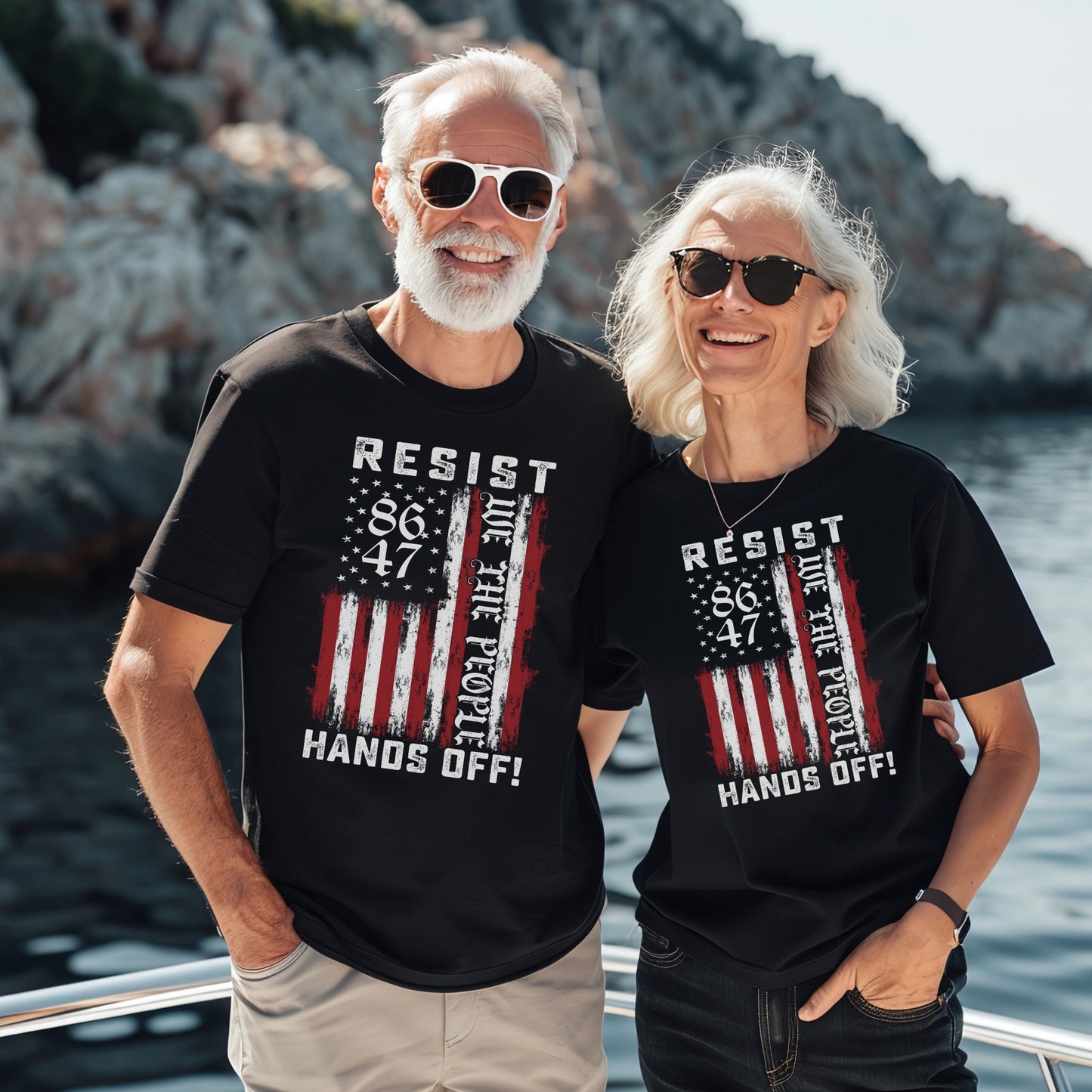 Resist Hands Off Vintage American Flag T-shirt product