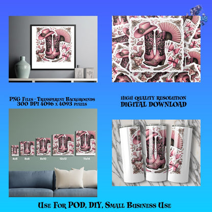 Pink Octopus Digital Art PNG Files, High Resolution Transparent Background for POD, DIY Projects, Small Business Use