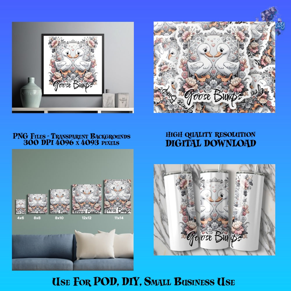Cute Goose Bumps PNG Files, High Quality Digital Download for POD, DIY, Small Business Use