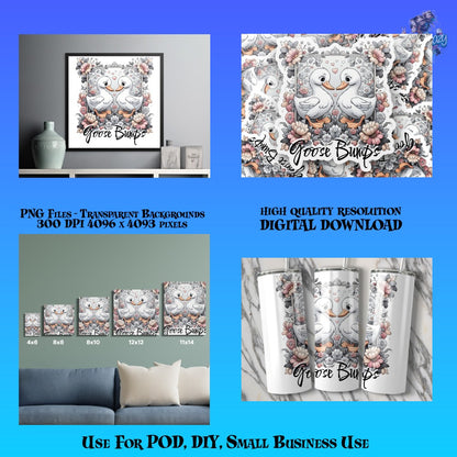 Cute Goose Bumps PNG Files, High Quality Digital Download for POD, DIY, Small Business Use