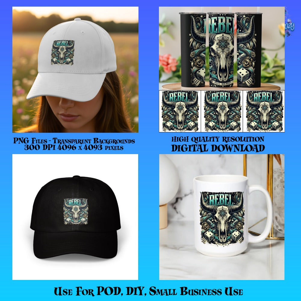 Rebel Wolf Graphic Design for Hats, Mugs, Digital Download PNG, High Quality DIY Print Files for Small Business Use