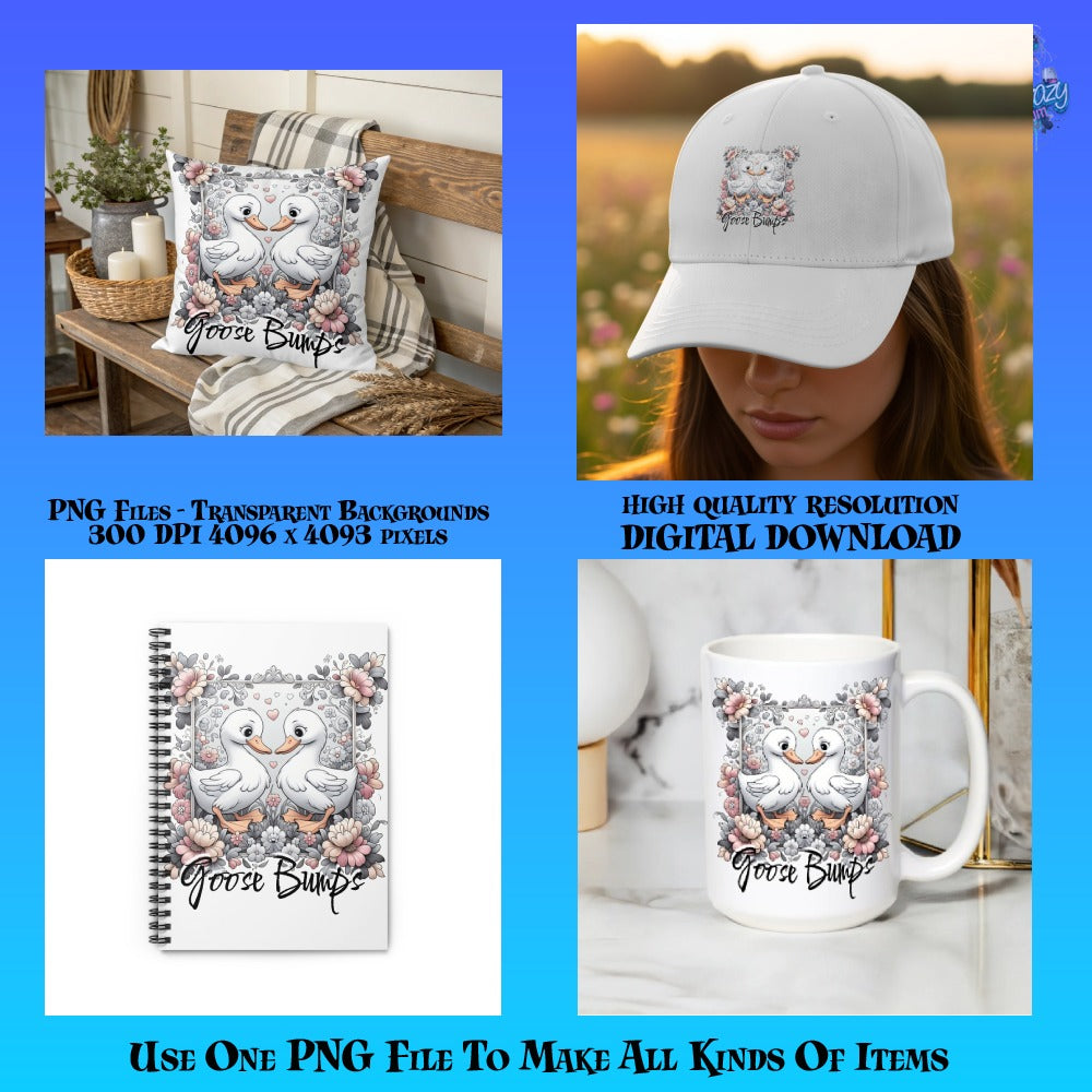 Cute Goose Bumps Graphic on Pillow, Hat, Notebook, and Mug Set for Home Decor and Gifts