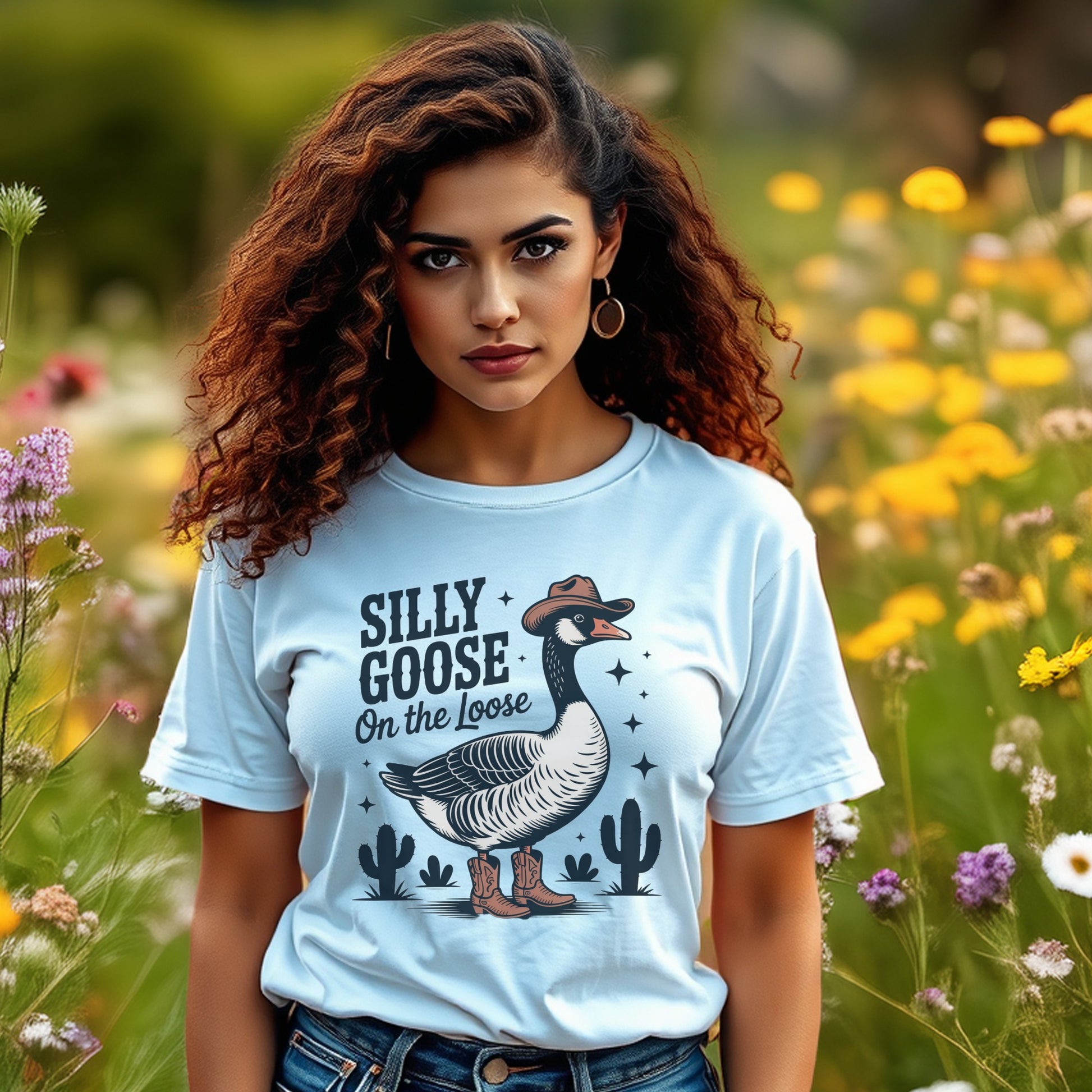 Women's Silly Goose Graphic T-Shirt, Cute Animal Print Tee, Casual Summer Top, Trendy Illustration, Soft Cotton Shirt