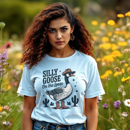 Women's Silly Goose Graphic T-Shirt, Cute Animal Print Tee, Casual Summer Top, Trendy Illustration, Soft Cotton Shirt