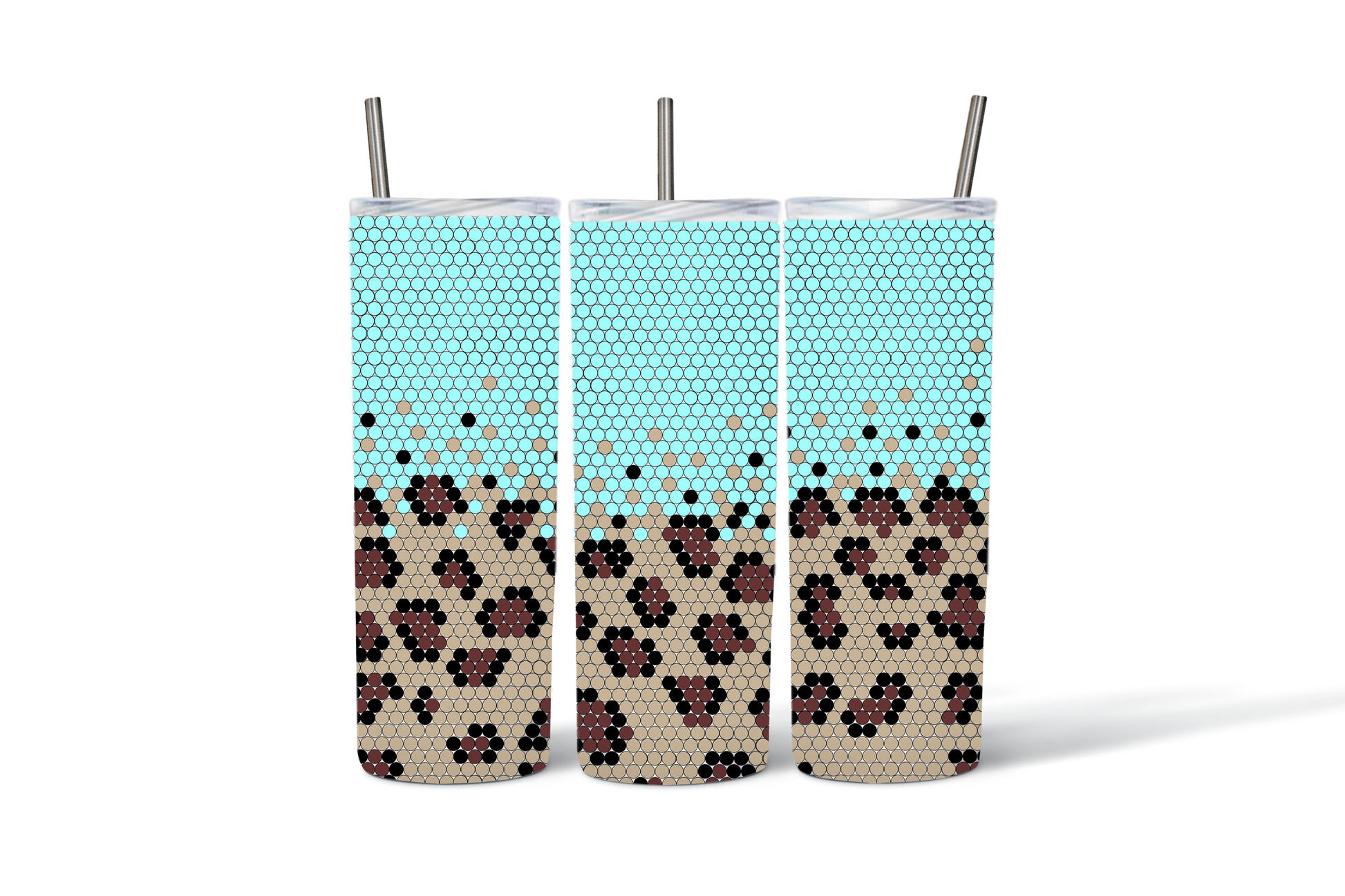 Reusable Boba Cups with Floral Pattern and Metal Straws, Eco-Friendly Tumbler Set, Unique Gift Idea