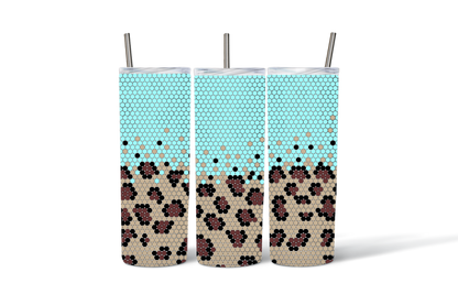 Reusable Boba Cups with Floral Pattern and Metal Straws, Eco-Friendly Tumbler Set, Unique Gift Idea