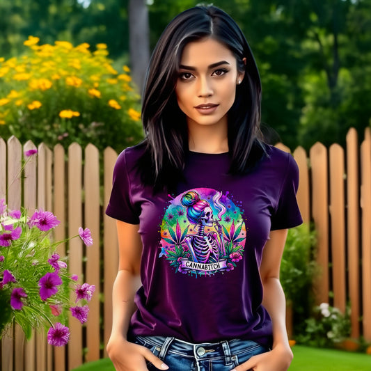 Colorful Cannabitch Skeleton Graphic Tee product type