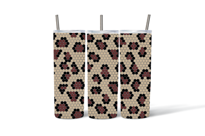 Reusable Tumbler Cups with Lids and Straws, Floral Pattern Insulated Drinks Holder, Eco-Friendly Travel Mugs Set of 3
