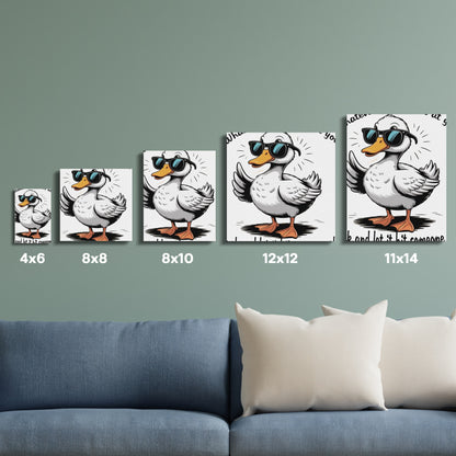Fun Duck Wall Art Prints, Cartoon Animal Posters, Home Decor, Kids Room, Variety of Sizes
