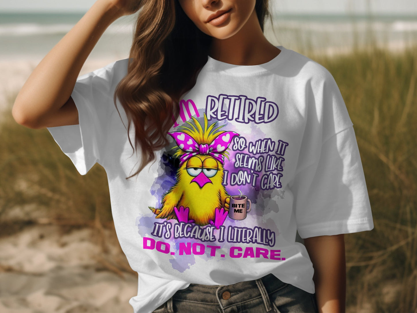 Retired Do Not Care Humorous Graphic T-Shirt product
