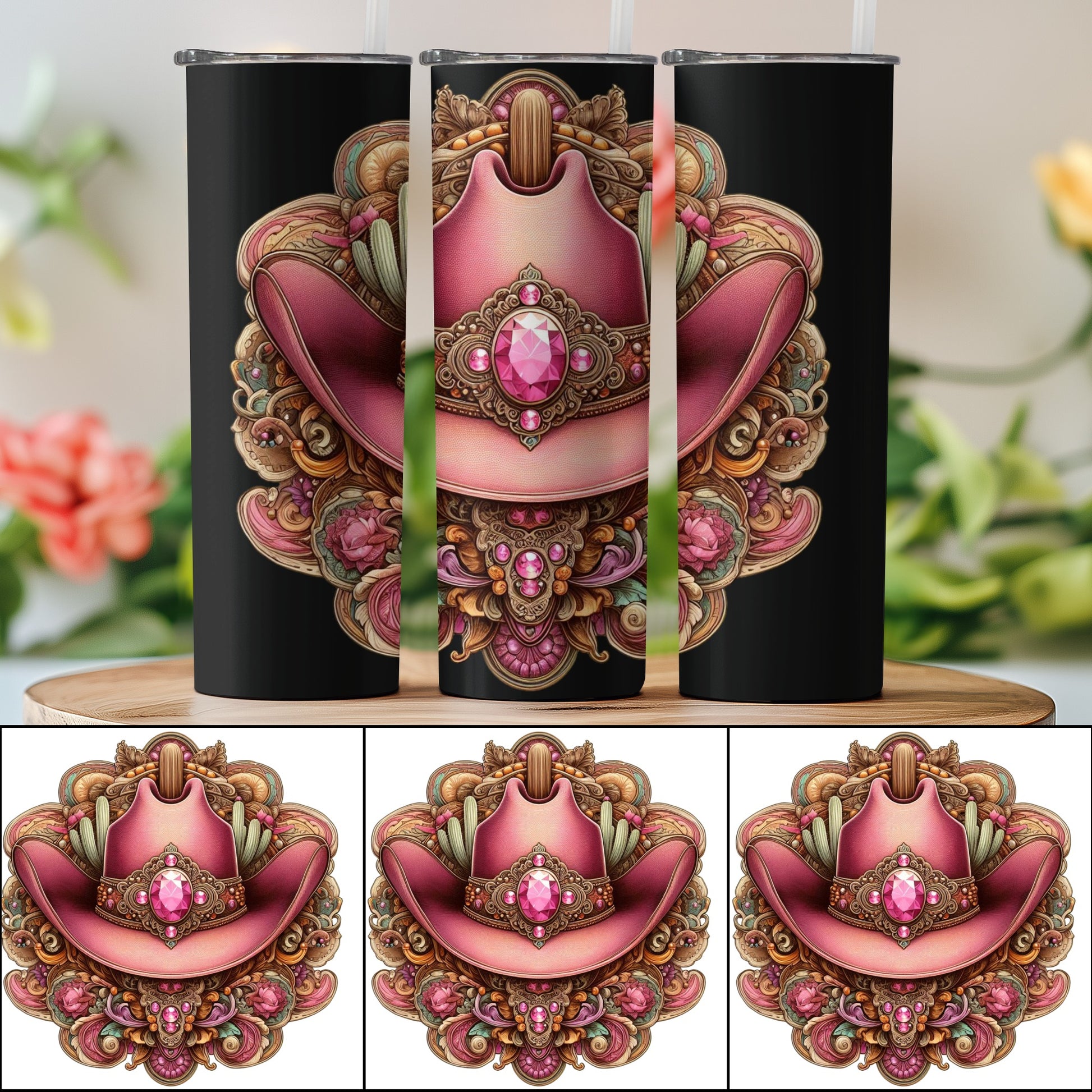 Gothic Floral Heart Art Candle Set, Pink Crystal Jewel Design, Unique Home Decor, Aesthetic Room Accent