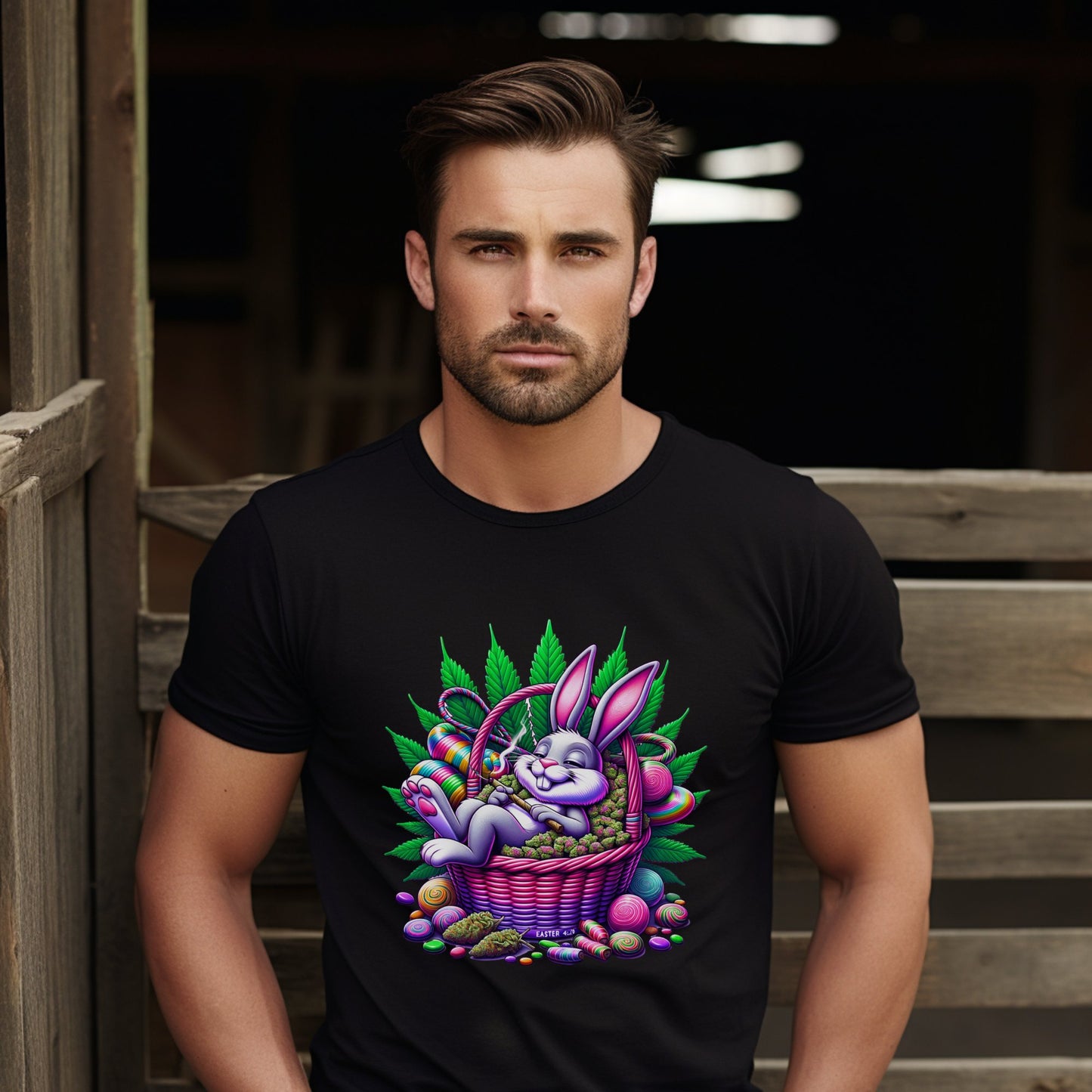 Colorful Easter Bunny Graphic Tee shirt product type